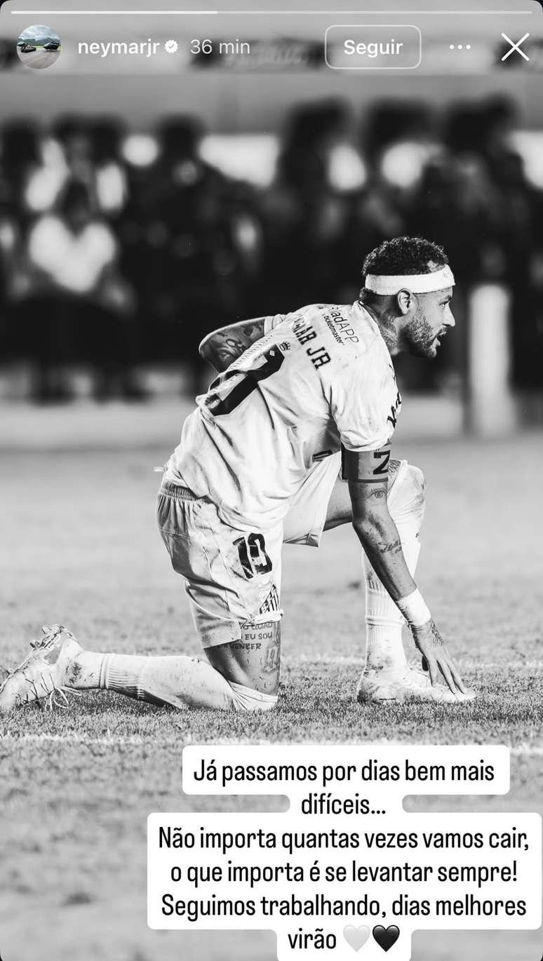 Neymar se pronuncia após derrota e eliminação do Santos para o Atlético-MG