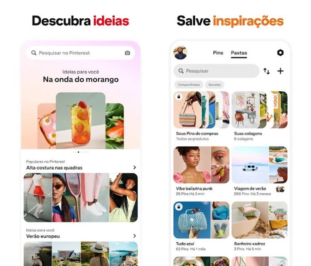 Embora não seja dedicado exclusivamente a papéis de parede, o Pinterest pode funcionar como uma grande ferramenta de descoberta de imagens — Foto: Reprodução/Google Play Store