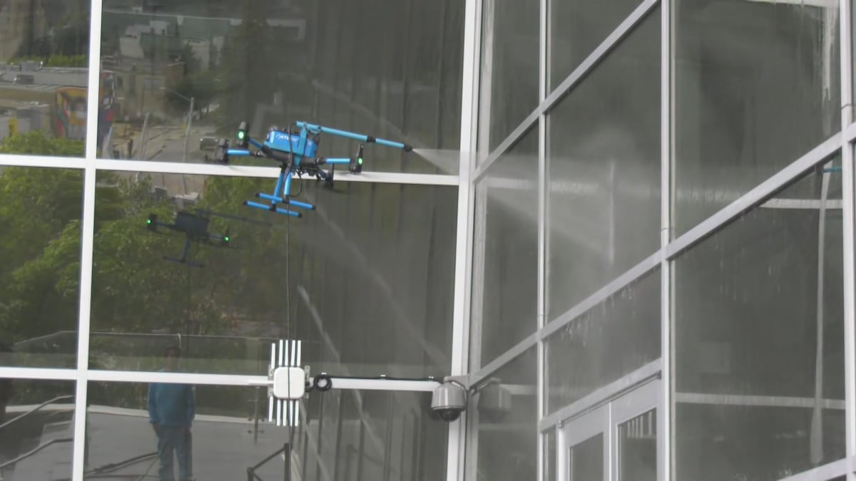 Not your average squeegee: Drone technology being used to clean Edmonton windows