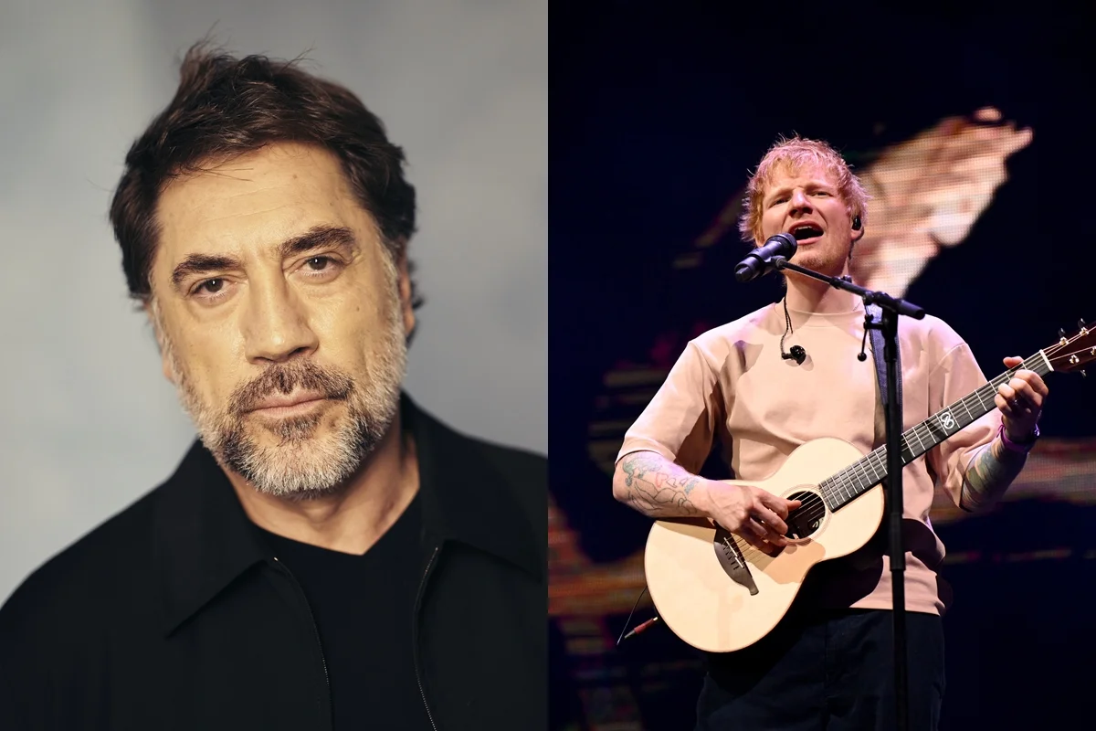 Javier Bardem e Ed Sheeran em montagem de fotos - Metrópoles