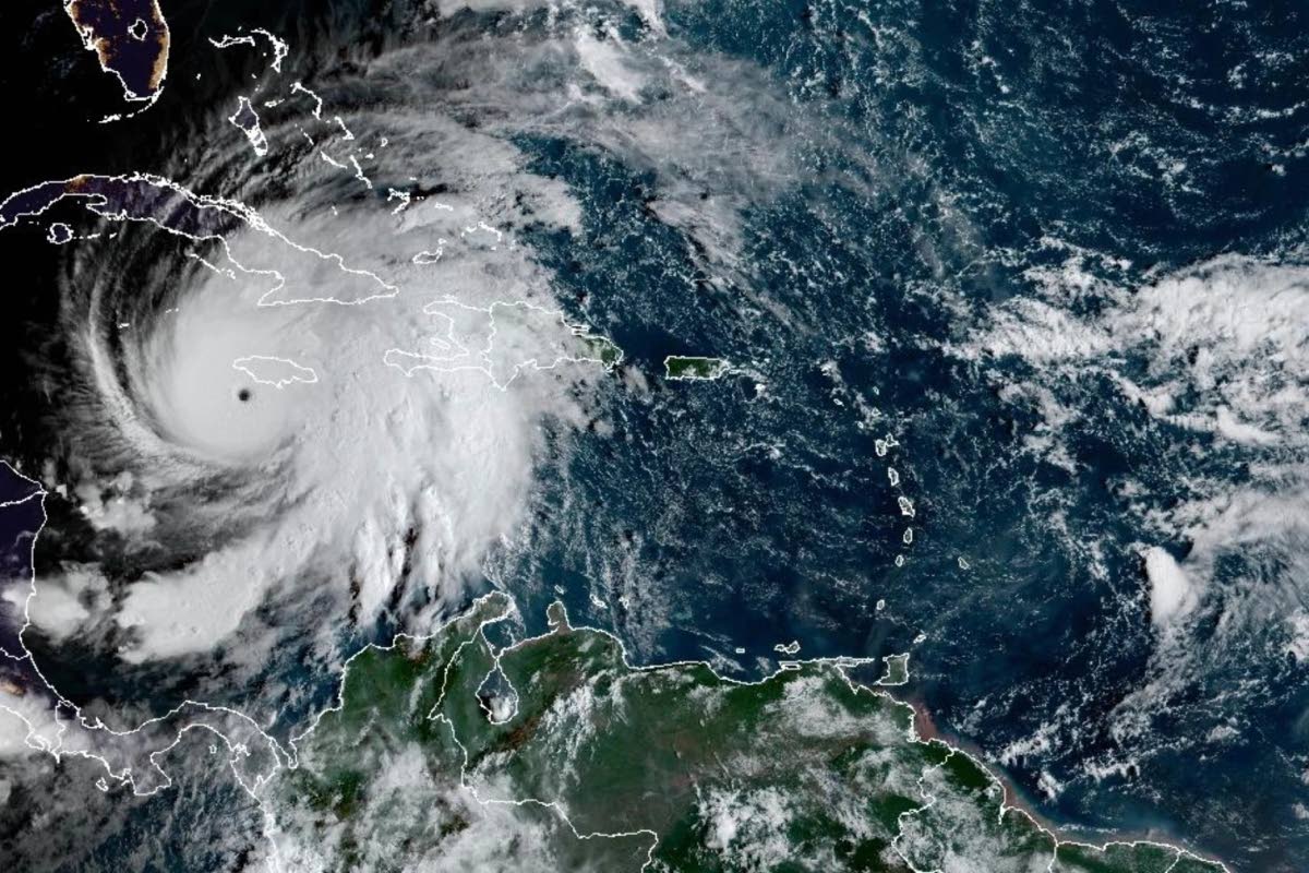 This satellite image provided by the National Oceanographic and Atmospheric Administration shows Hurricane Melissa, as it pummelled Jamaica on Tuesday, October 28, 2025.