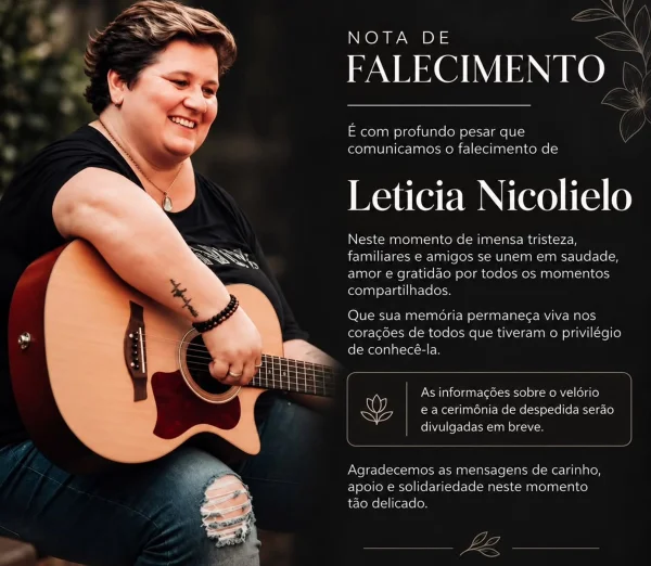 Quem era Leticia Nicolielo, cantora e violinista que morreu aos 48 anos