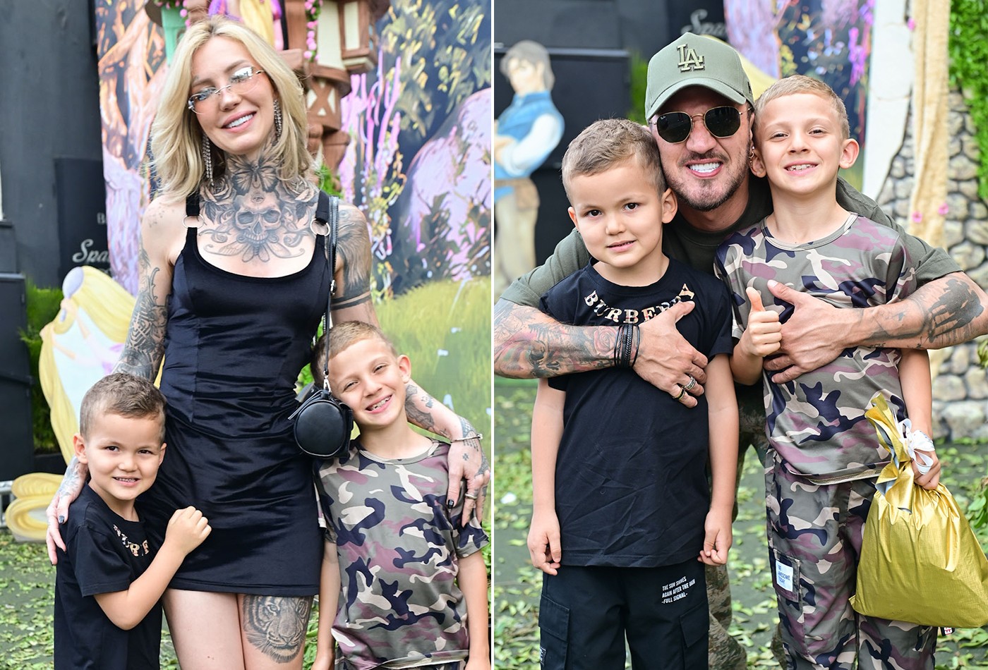 Separados, Zoo e Christian Figueiredo levam filhos à festa de filha de Lucas Bley e Lucas Rangel