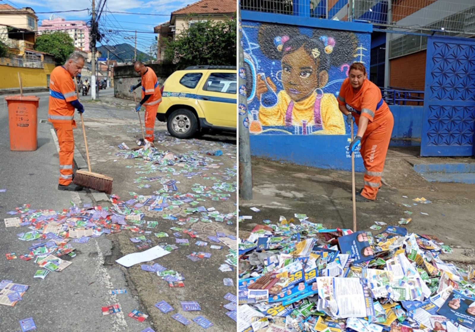 Material de propaganda ficou espalhado pelas ruas do Rio Comlurb/divulgação