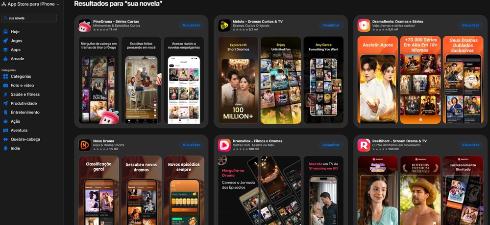 Até o momento, não há confirmação de uma versão oficial do Sua Novela na App Store — Foto: Reprodução/App Store