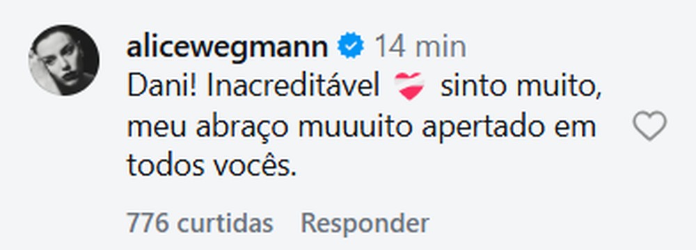 Alice Wegmann — Foto: Reprodução/ Instagram